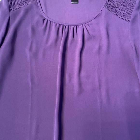 Ann Taylor Deep Purple Blouse W/ Shirred Shoulder - Picture 3 of 5
